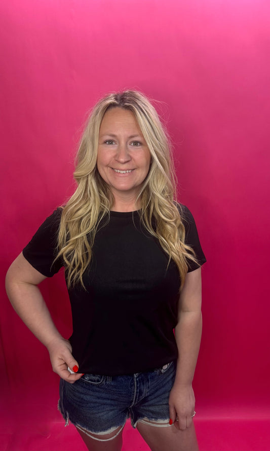 Swanky Faux Leather Top in Black