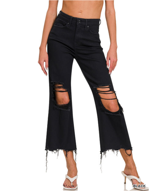 Demi Black Distressed Denim