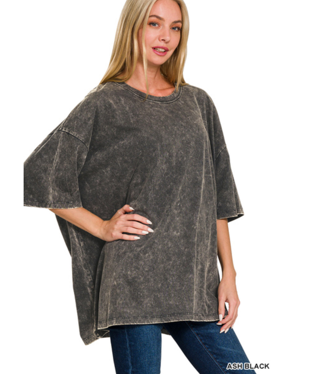 Weekend Awaits Mineral Wash Oversized Top