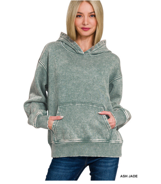 Macklie Hooded Pullover in Ash Jade