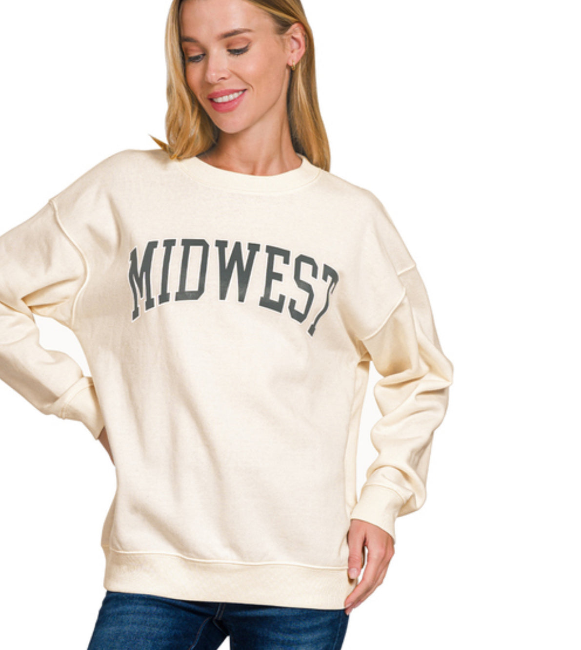 Midwest Graphic Crew in Cream