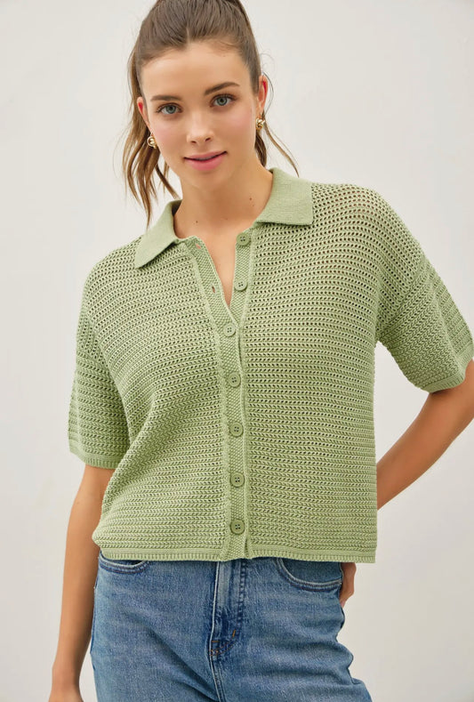 Courtney Crochet Top in Sage
