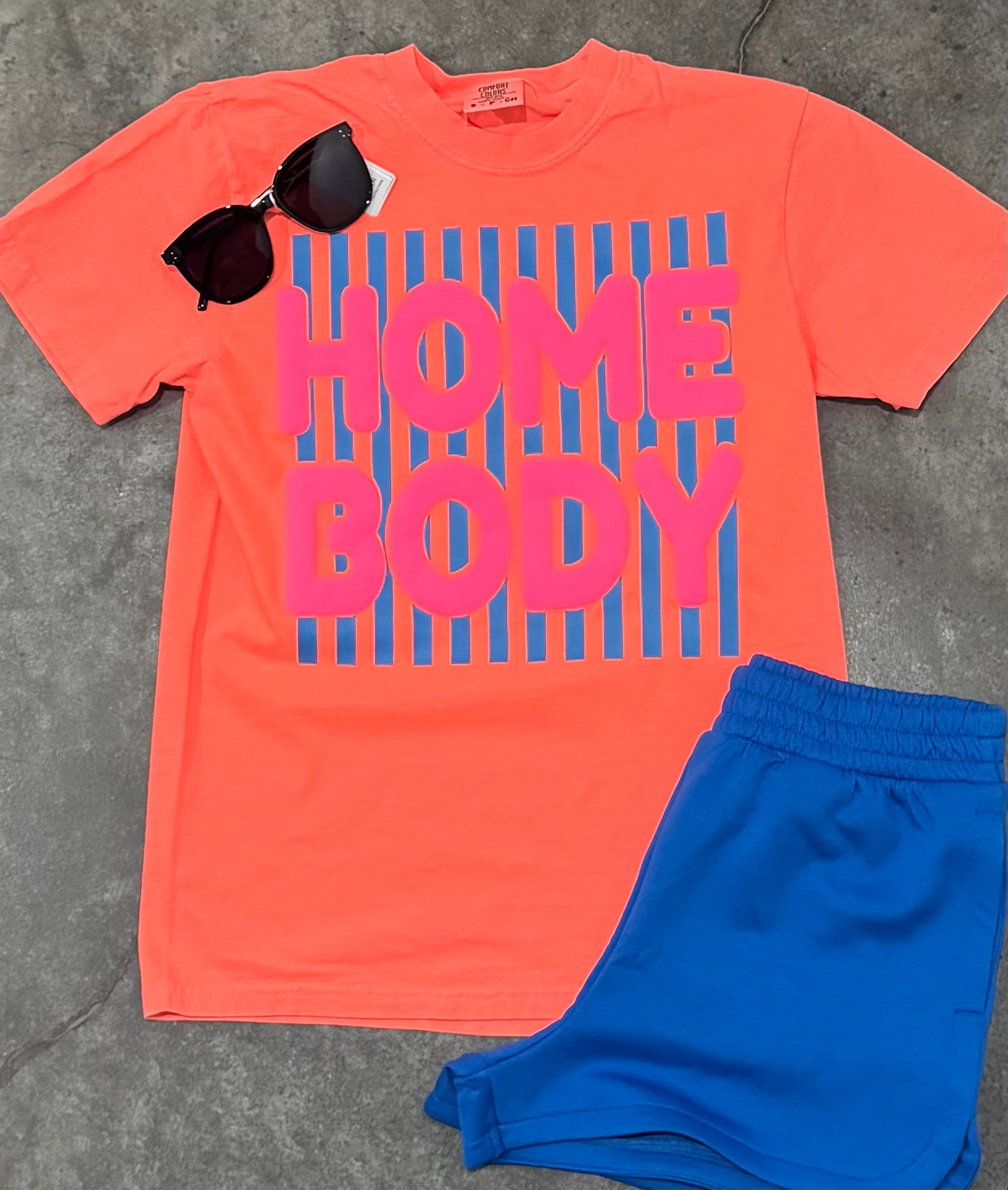 Home Body Graphic Tee in Neon Coral