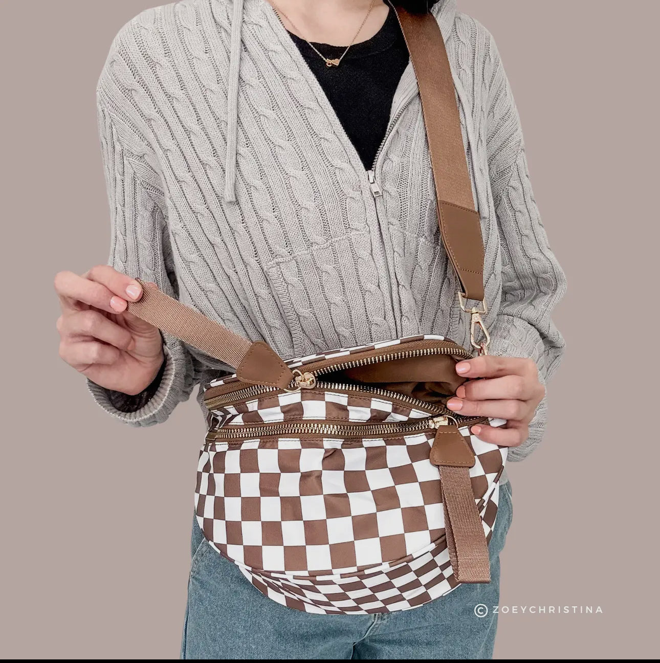 Checker Print Sling Crossbody Bags