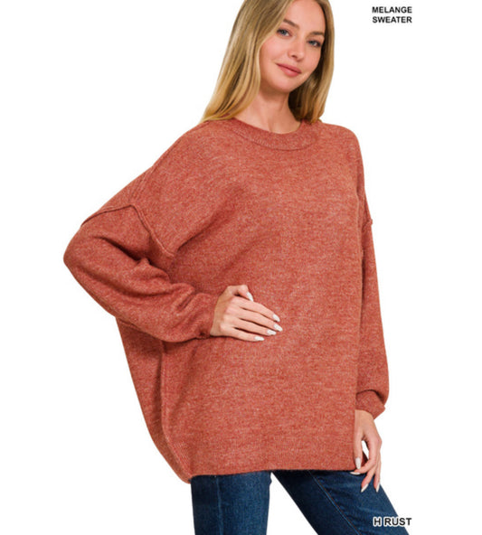 Millie Melange Oversized Sweater in Heather Rust