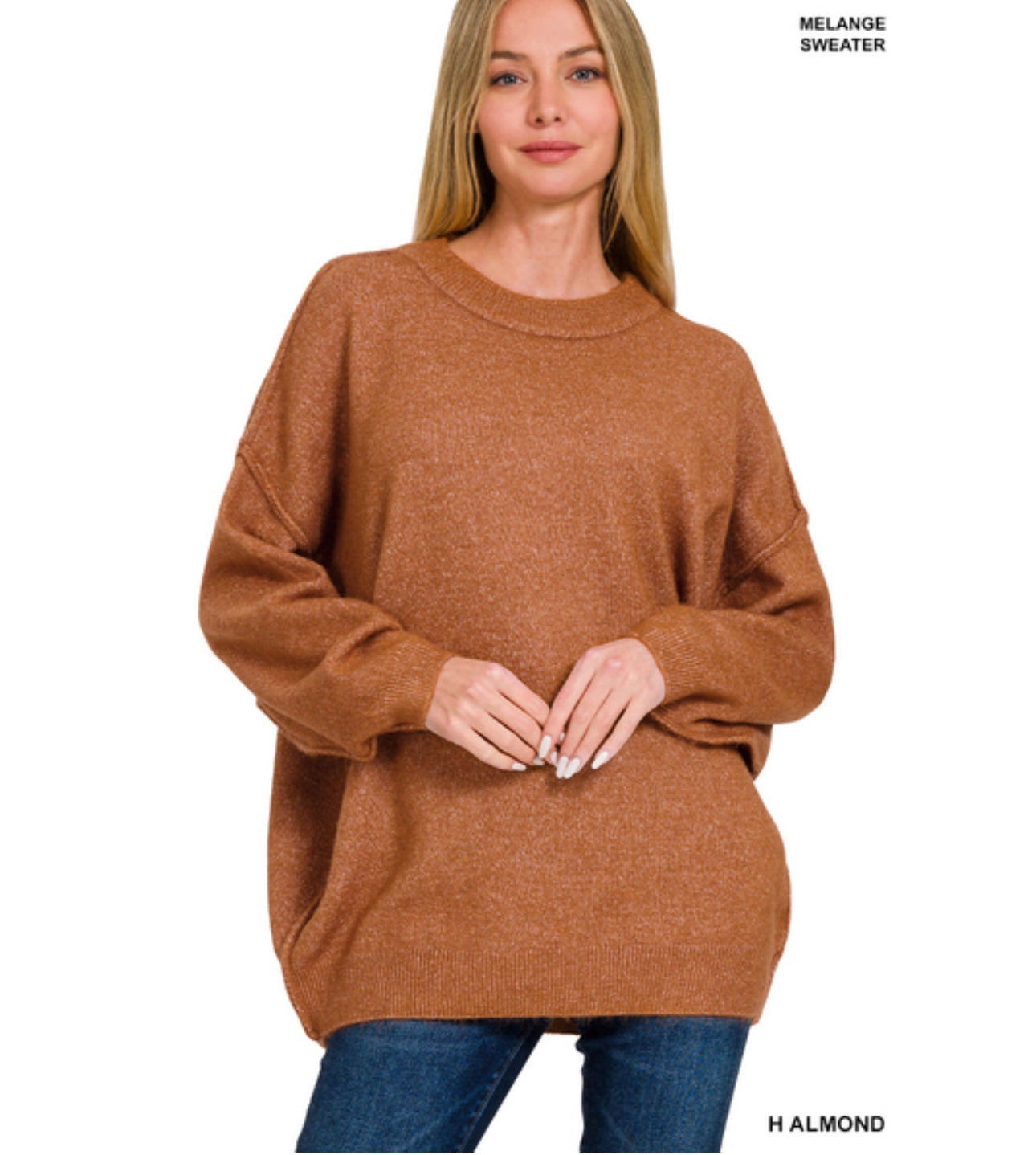 Millie Melange Oversized Sweater in Heather Almond