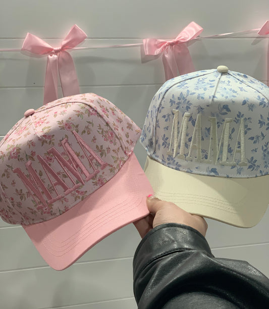 Mama Floral Hat in Blue