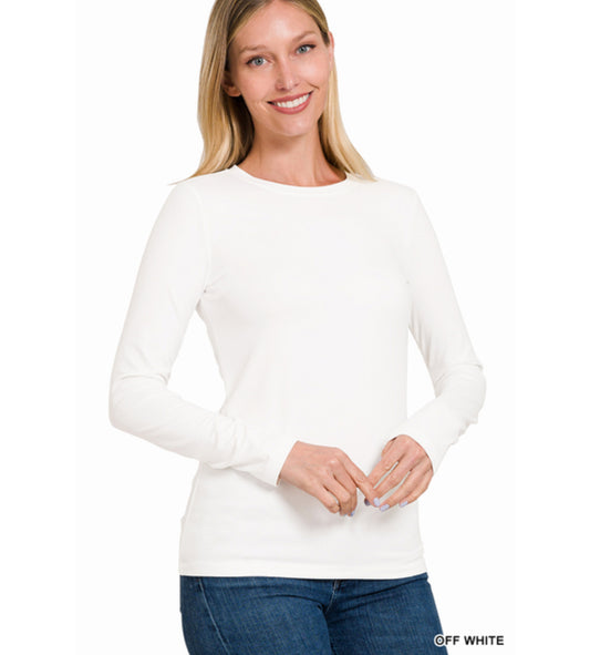 Butter Soft Long Sleeve Tee in White