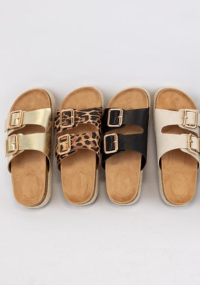 Double Buckle Leopard Sandal