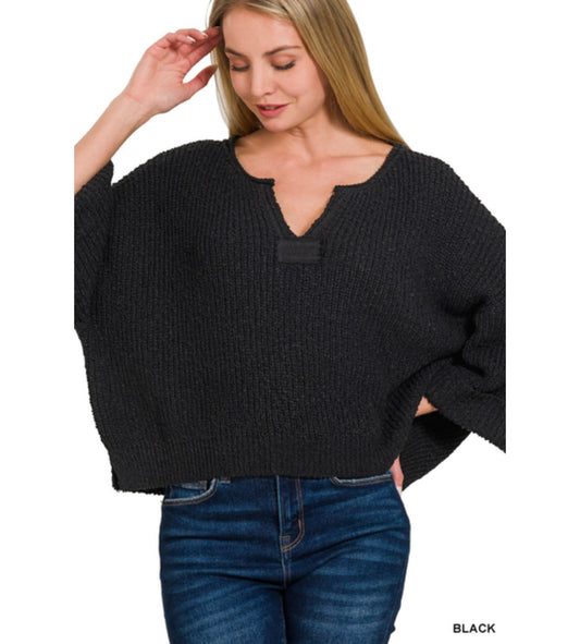 Teah Knit Top 3/4 Sleeve in Black