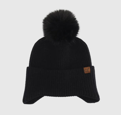 C.C EarCuff Pom Beanie