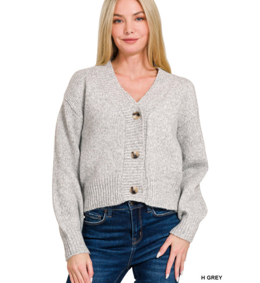 Karli Knit Cardigan in Heather Grey