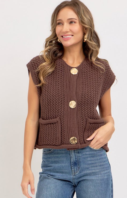 Kelsi Chunky Knit Sleeveless Cardigan