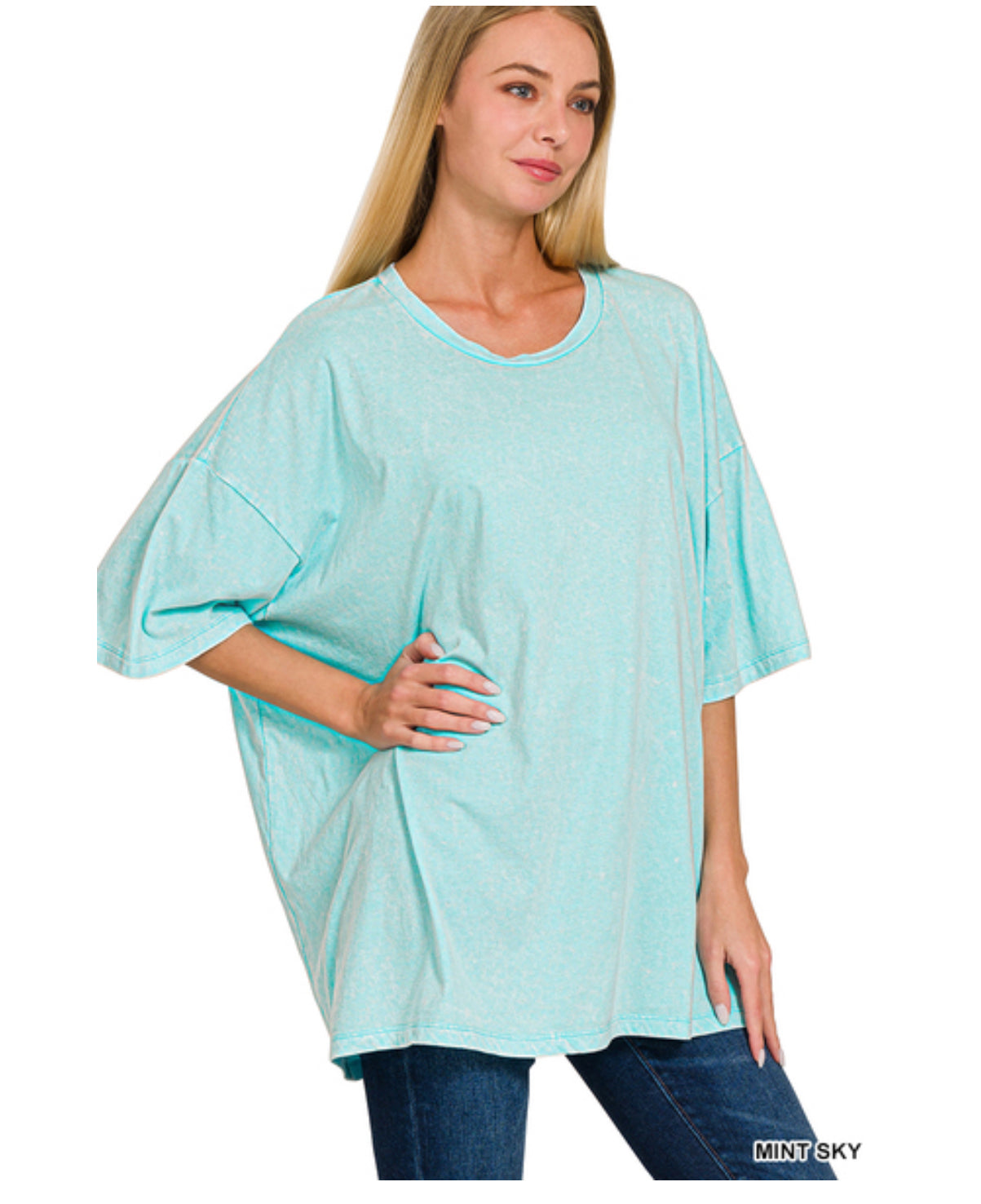 Weekend Awaits Mineral Wash Oversized Top