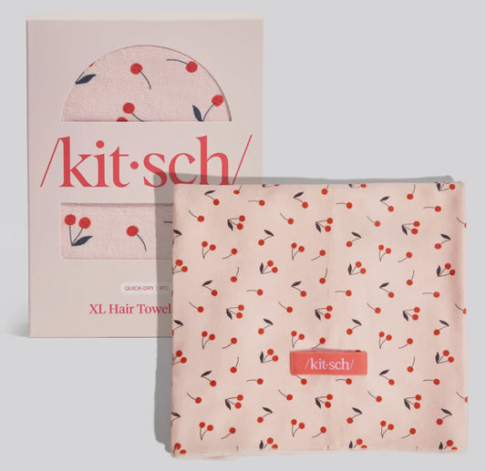 Kit-Sch XL Hair Towel Wrap in Cherry Print