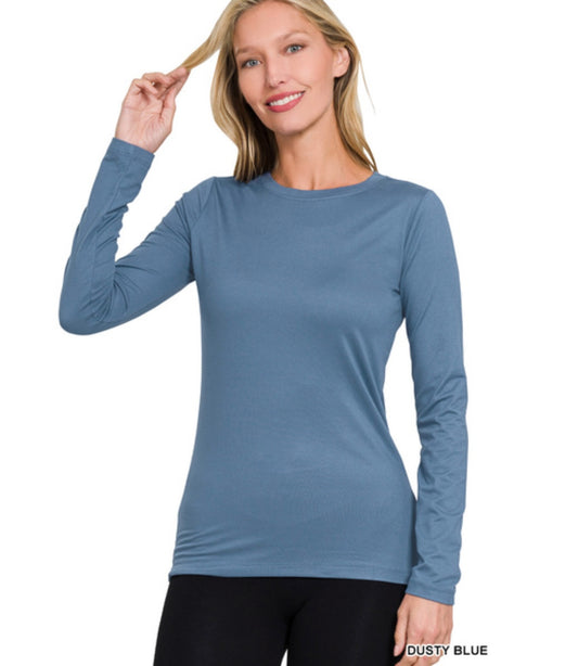 Butter Soft Long Sleeve Tee in Dusty Blue