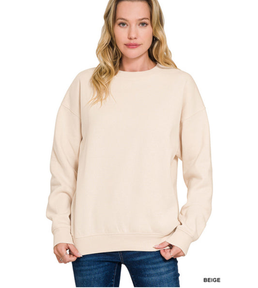 Scuba Relaxed Pullover In Beige