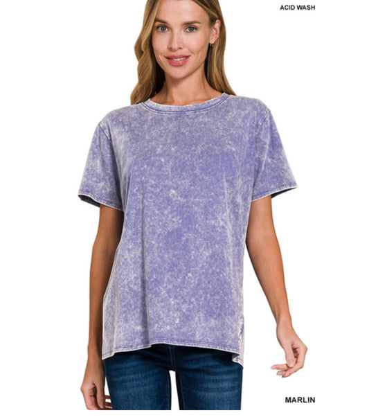 Avery Fitted Mineral Wash Tee in Marlin