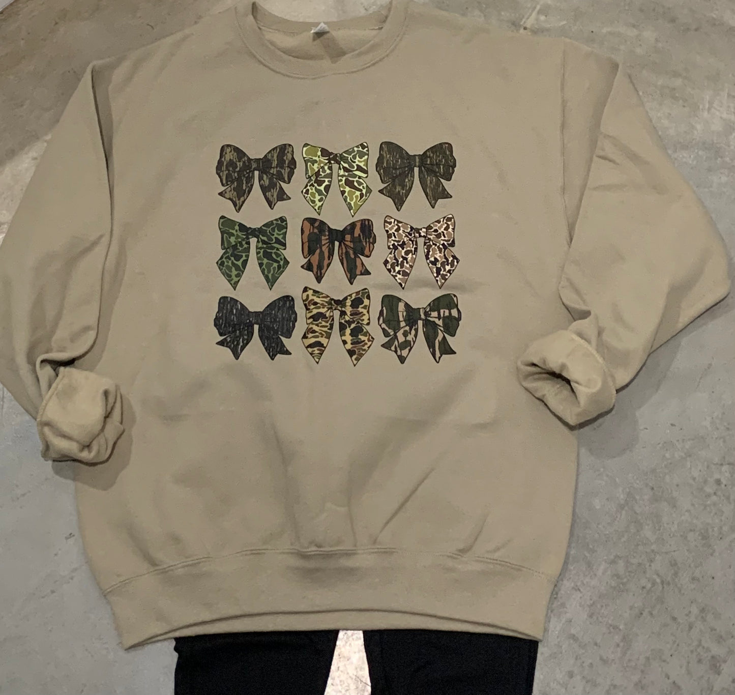 Camo Coquette Crew Sweatshirt