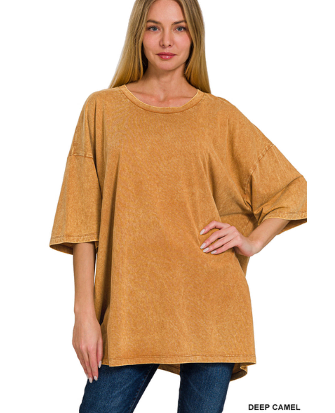 Weekend Awaits Mineral Wash Oversized Top