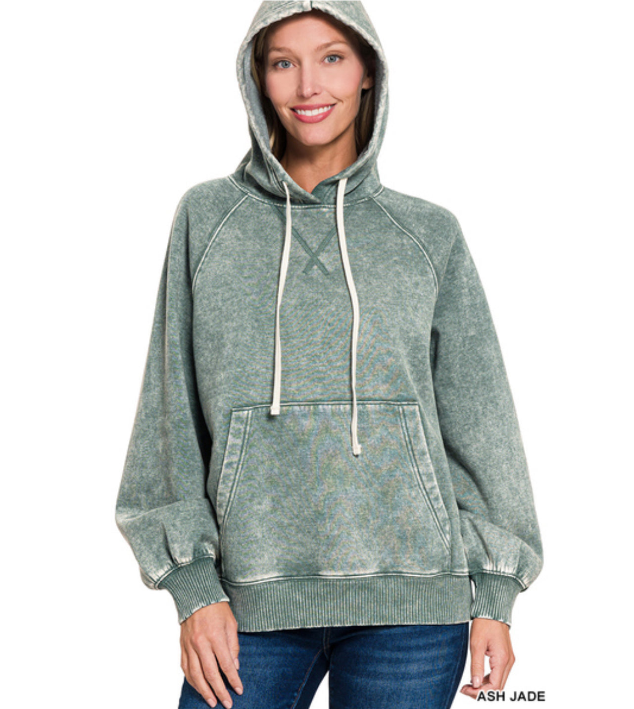 Macklie Hooded Pullover in Ash Jade