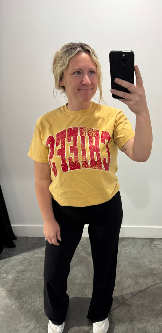 Kansas City Football Graphic Tee on Mustard