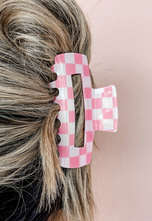 Checkered Clip in Pink