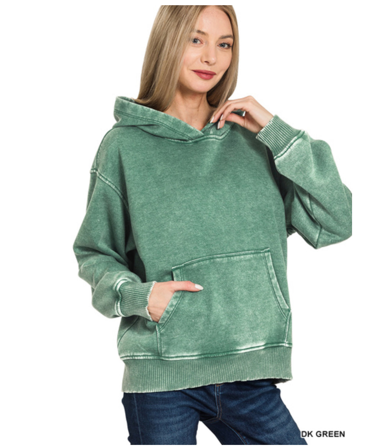 Laura Pullover Hoodie in Dark Green