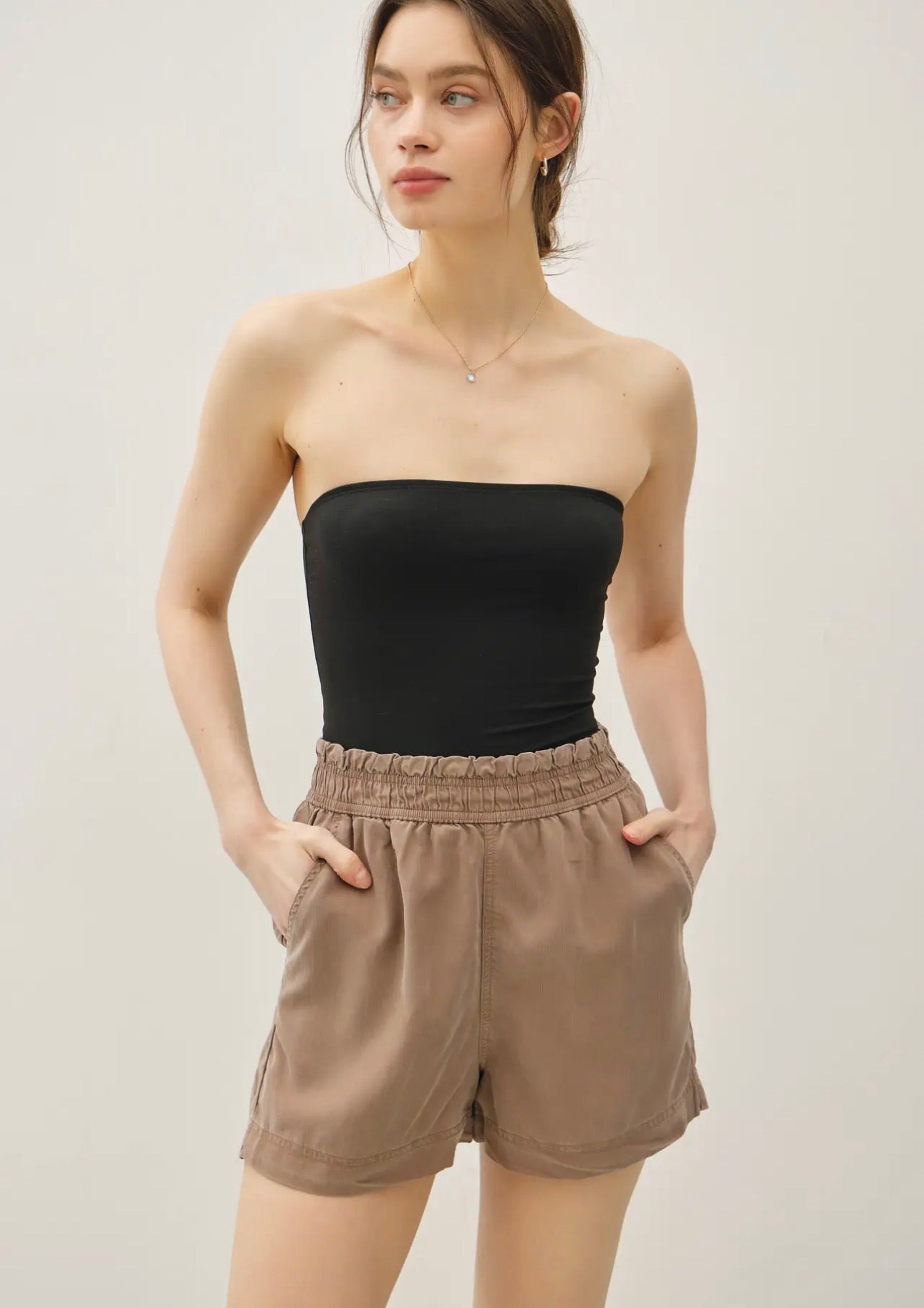 Gabby High Rise Shorts in Mocha