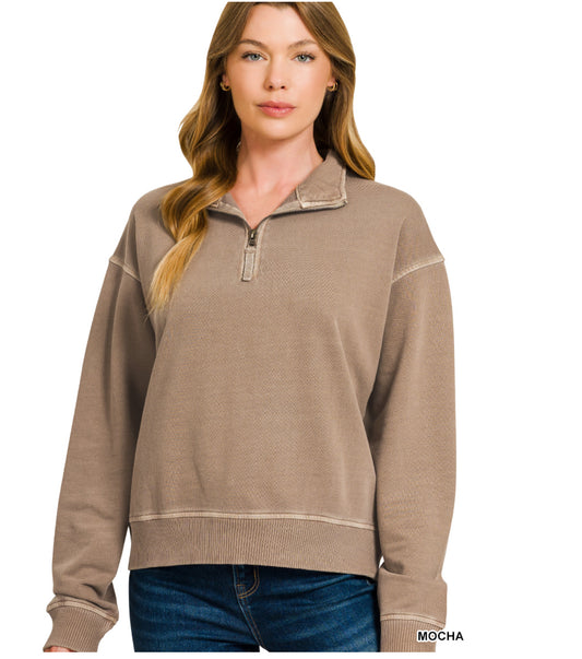 Emmie Pigment Dyed Pullover in Mocha