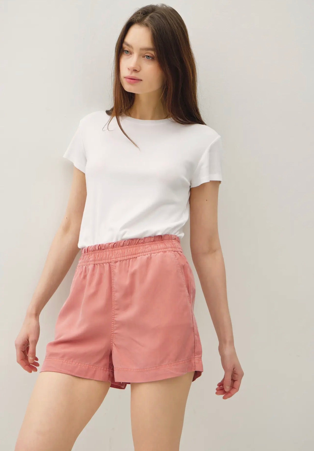 Gabby High Rise Shorts in Coral