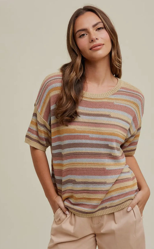 Multi striped Drop Shoulder