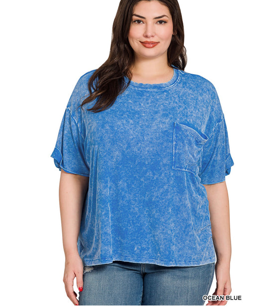 Elise Pocket Tee Ocean - Curvy