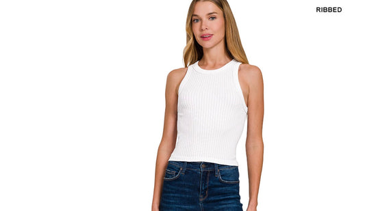 Seamless Ribbed Tank in White