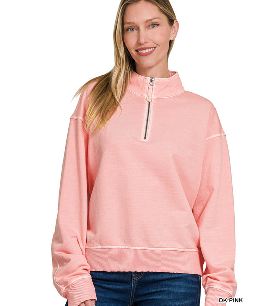 Emmie Pigment Dyed Pullover in Dark Pink