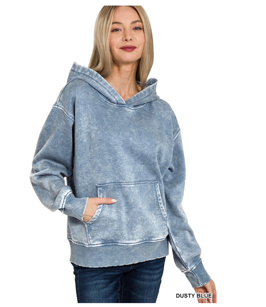 Laura Pullover Hoodie in Dusty Blue