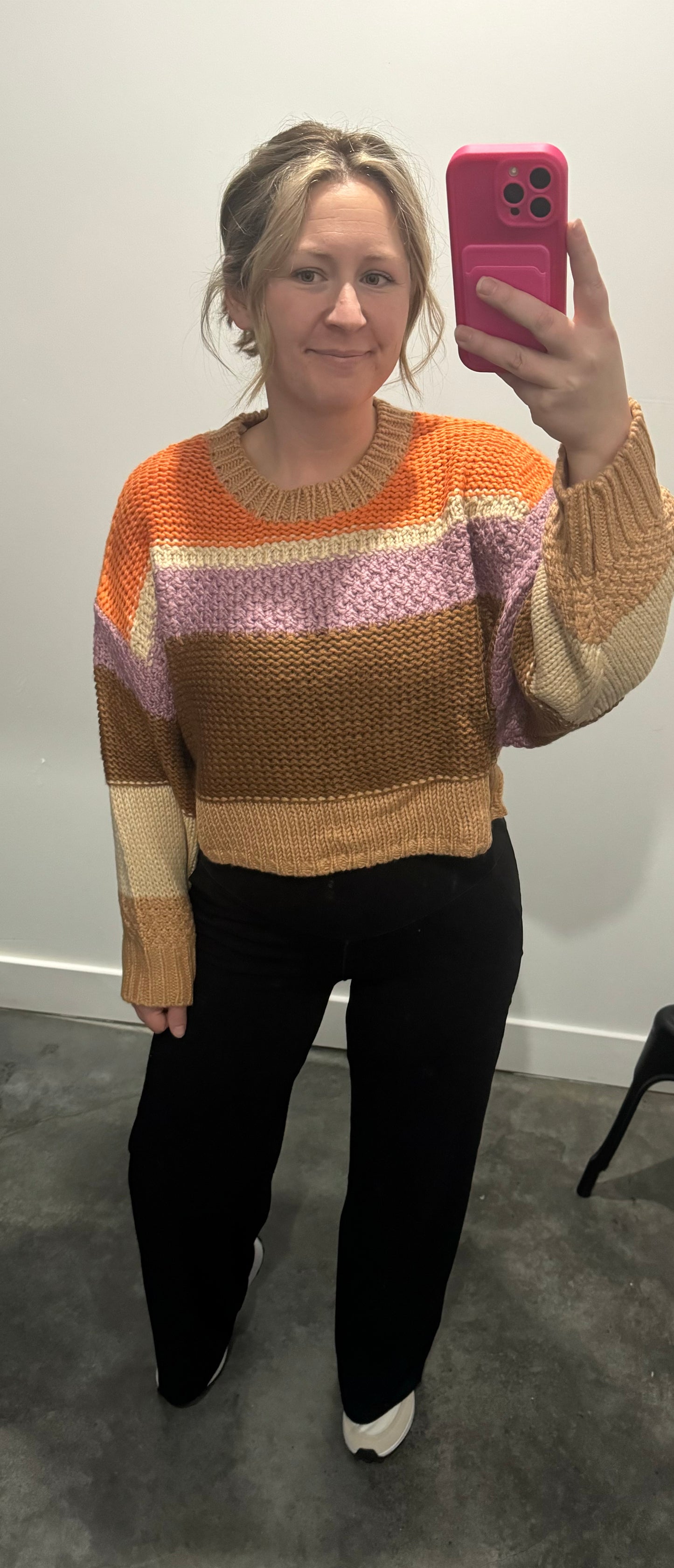 Kelly Knit Cropped Sweater in Beige