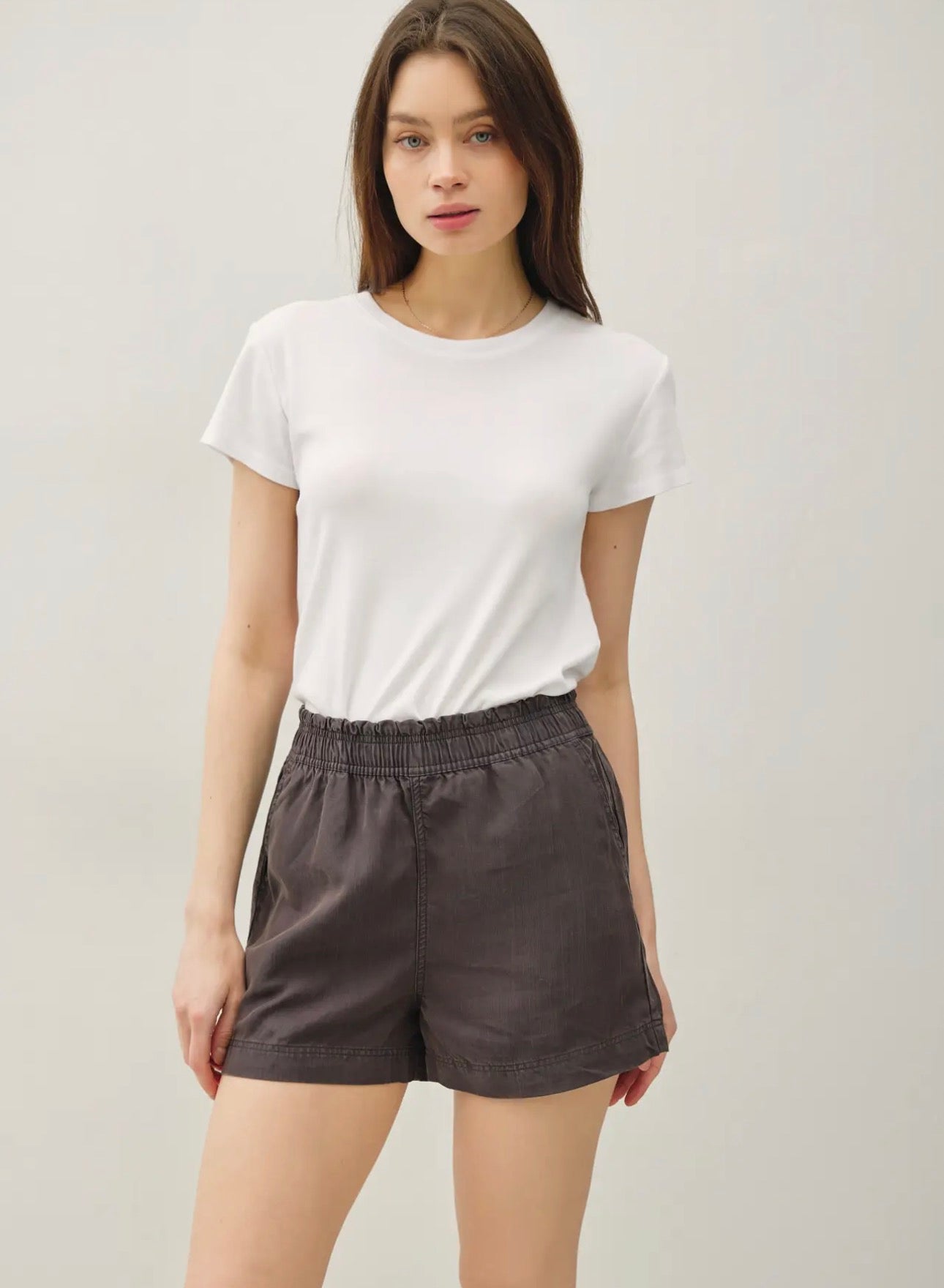 Gabby High Rise Shorts in Charcoal