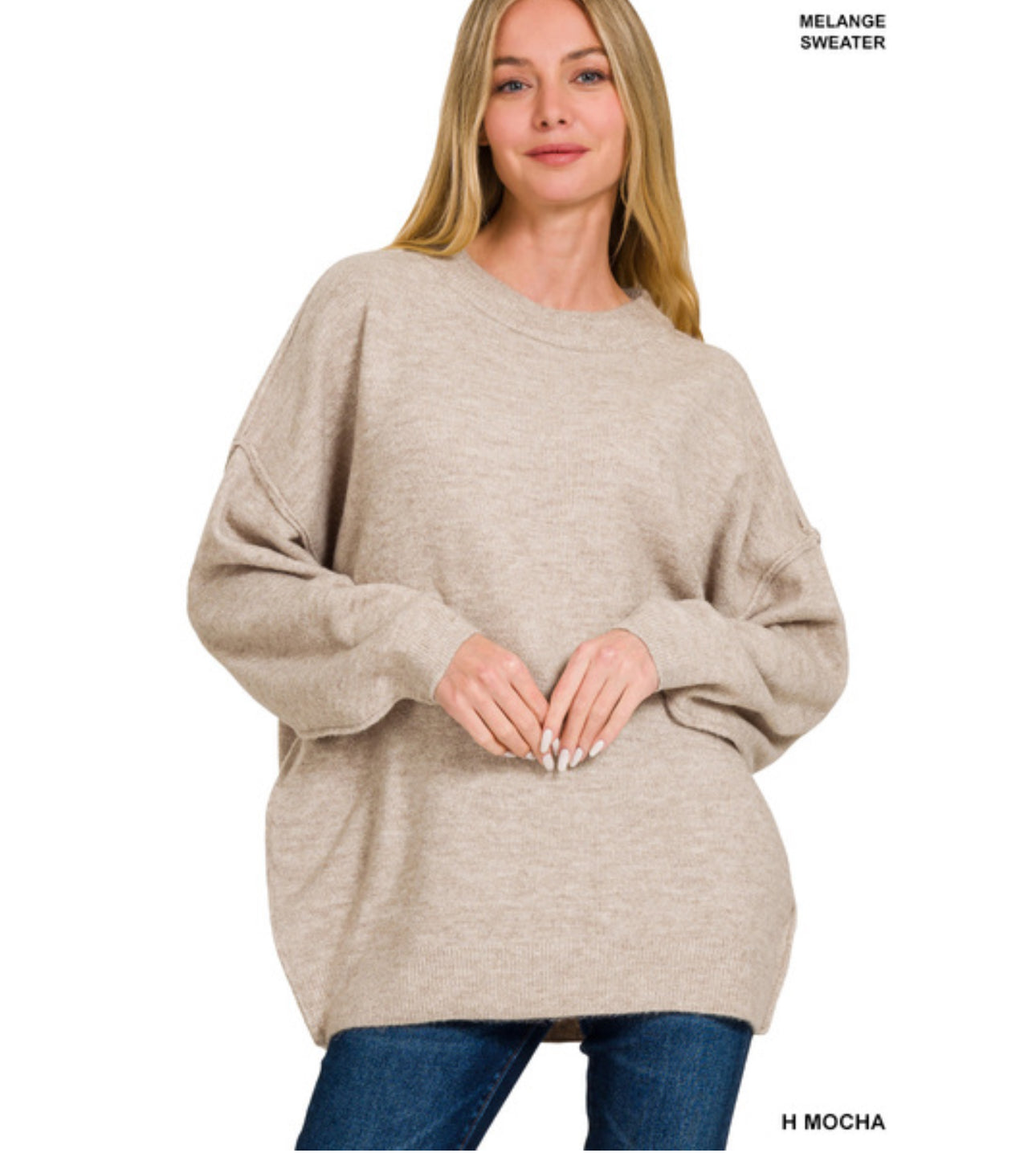 Millie Melange Oversized Sweater in Heather Mocha