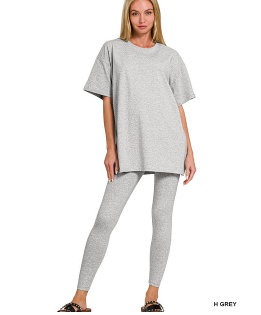 Abbi Oversized Matching Set in Heather Grey