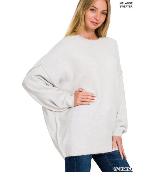 Millie Melange Oversized Sweater in Cement