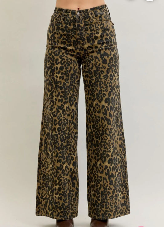 Jackie Wide Leg Cheetah Print Pants