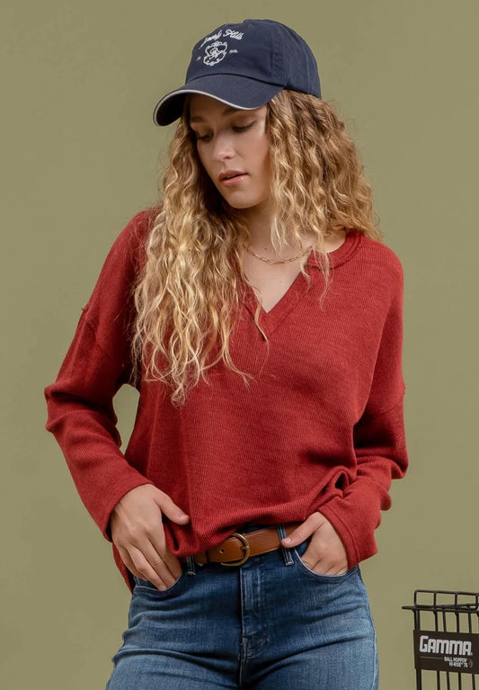 Ribbed - Not so Basic- Basic Top in Burgundy