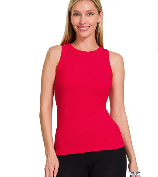Everyday Basic Ribbed Tank in Ruby
