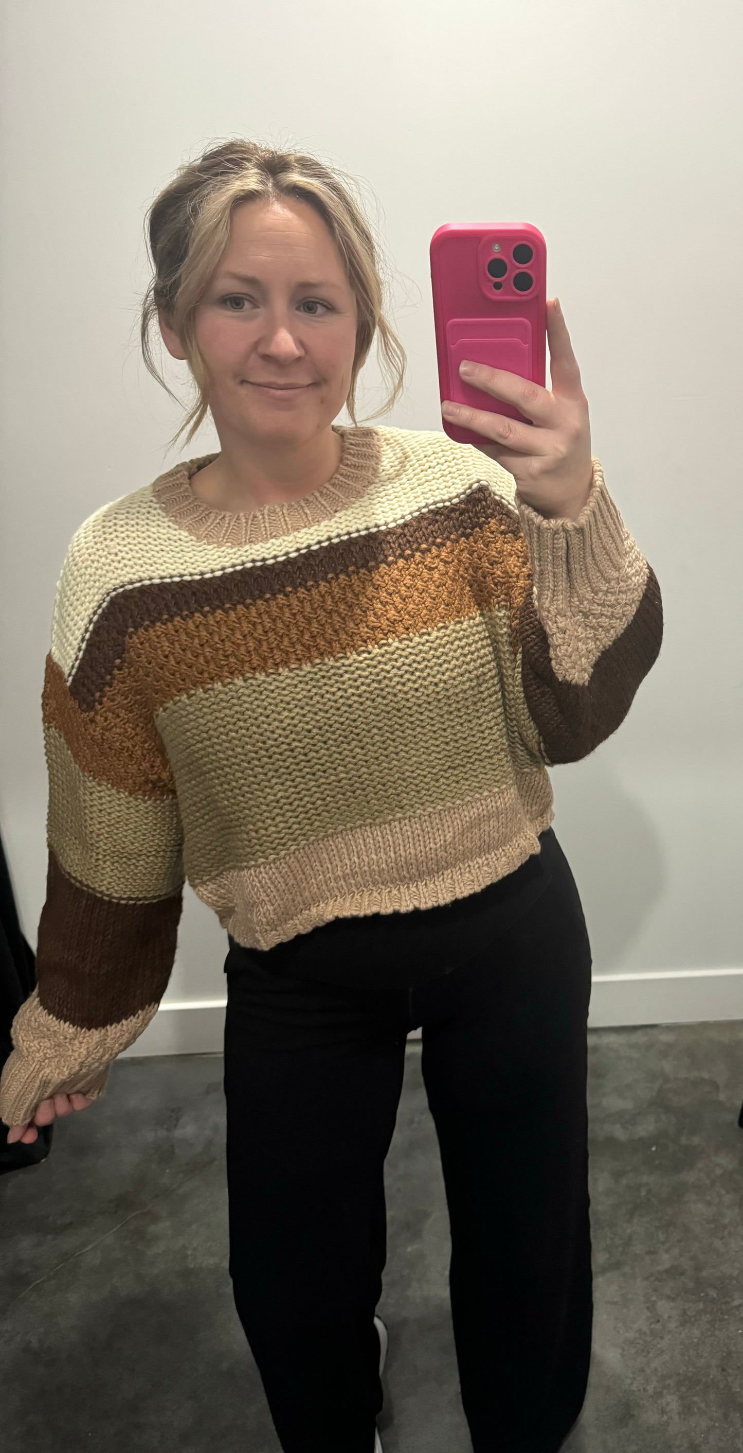 Kelly Knit Cropped Sweater in Taupe