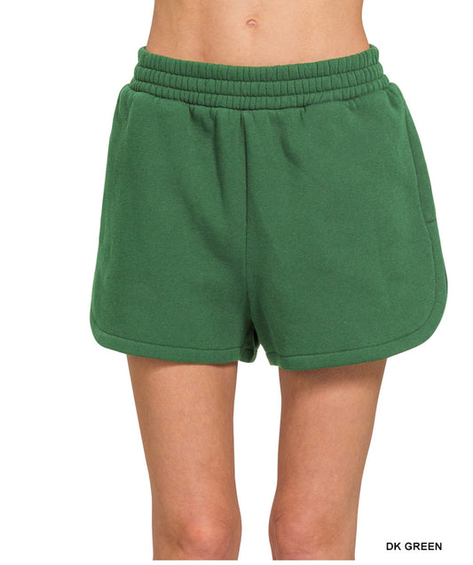 Taylor Fleece Shorts in Dark Green