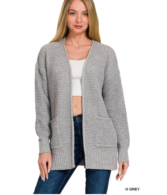 Stella Waffle Cardigan Heather Grey