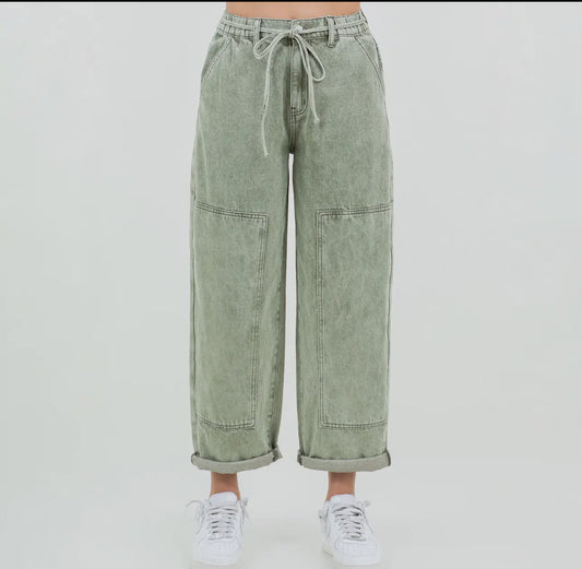 Erin Olive Barrel Jeans