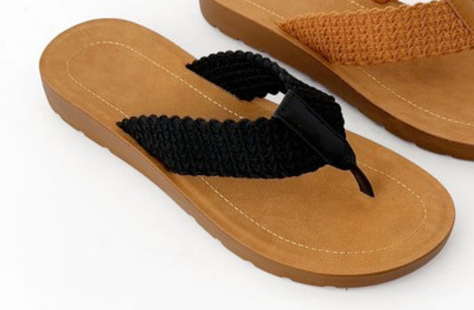 Rebekah Braided Thong in Black