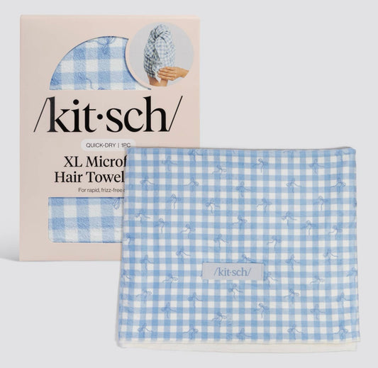 Kit-Sch Gingham Plush Microfiber Hair Towel Turban